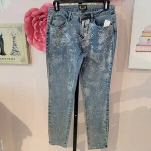 NWT AZI Jeans with Silver Foil